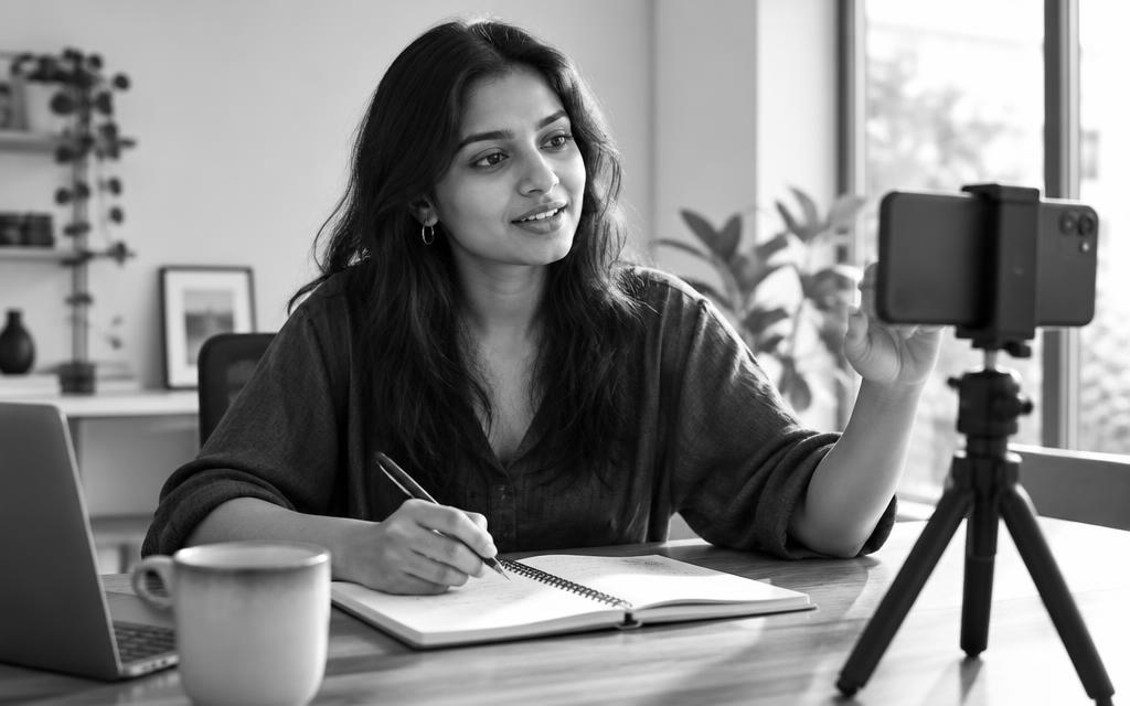 Creator planning smartphone content